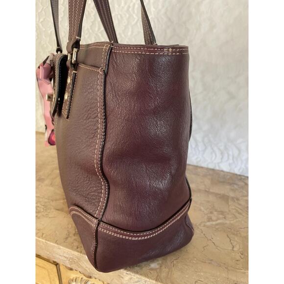 Vintage Coach Plum Penelope large pebble leather shoulder bag tote Serial F13960 - Picture 4 of 10